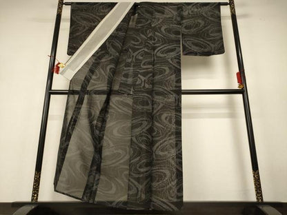 平和屋着物＊夏物 紗紬 幾何学文様 正絹 逸品 未使用 AABH9454jd
