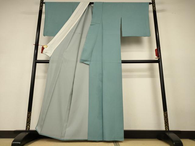 平和屋着物＊夏物 色無地 絽 錆青磁色 正絹 逸品 AABH9462jd