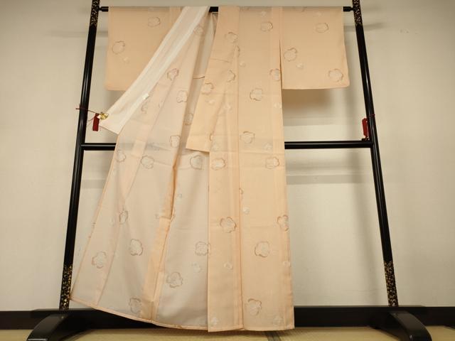 平和屋着物＊夏物　小紋　絽　草花文　洗える着物　AABH9472jd