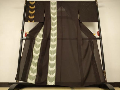 平和屋着物＊夏物 訪問着 絽 鶴 金彩 正絹 逸品 AABH9474jd