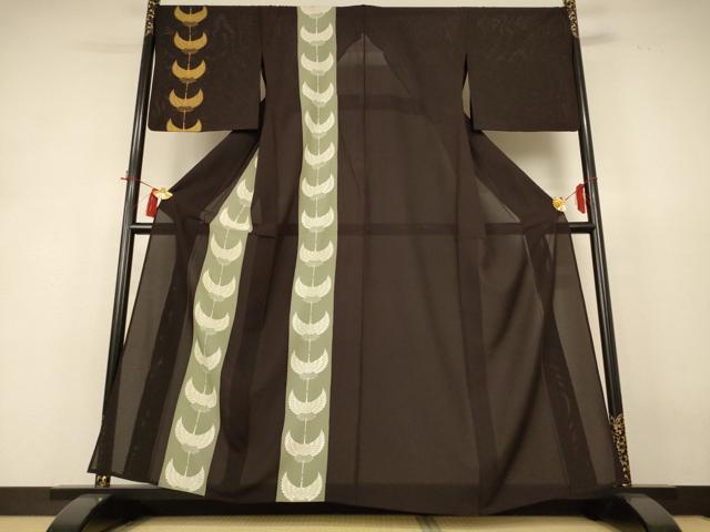平和屋着物＊夏物 訪問着 絽 鶴 金彩 正絹 逸品 AABH9474jd