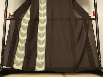 平和屋着物＊夏物 訪問着 絽 鶴 金彩 正絹 逸品 AABH9474jd
