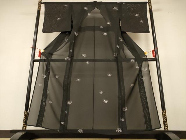 平和屋着物＊夏物 小紋 絽 芝花文 正絹 逸品 AABH9475jd