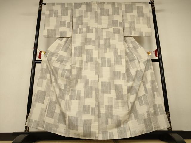 平和屋着物＊夏物 小紋 絽 幾何学文様 暈し染め 正絹 逸品 AABH9476jd