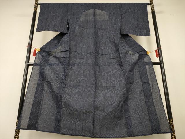 平和屋着物＊夏物 紗紬 子持ち亀甲 正絹 逸品 AABH9482jd