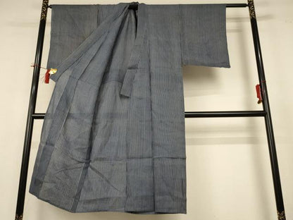 平和屋着物＊夏物 男性 小紋 紗 縞 AABH9484jd