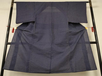 平和屋着物＊夏物 男性 小紋・浴衣兼用 綿絽 格子 綿 逸品 AABH9485jd