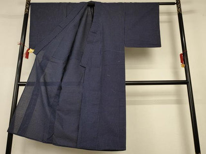 平和屋着物＊夏物 男性 小紋・浴衣兼用 綿絽 格子 綿 逸品 AABH9485jd