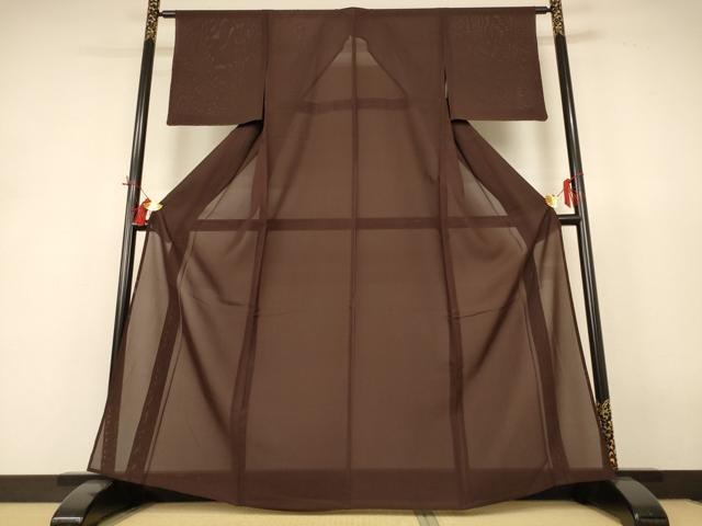 平和屋着物＊夏物 色無地 絽 赤墨色 正絹 逸品 未使用 AABH9492jd