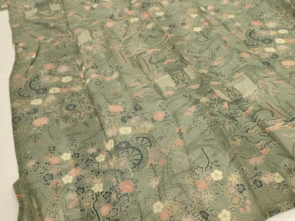 平和屋着物＊夏物 小紋 花車文 麻 逸品 AABH9496jd