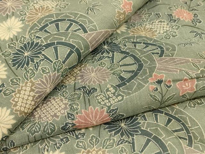 平和屋着物＊夏物 小紋 花車文 麻 逸品 AABH9496jd