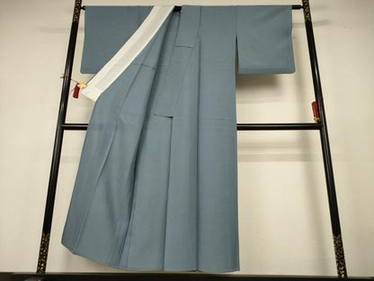平和屋着物＊夏物　色無地　絽　湊鼠色　正絹　逸品　AABH9498jd