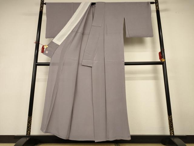 平和屋着物＊夏物 松山伸監修 色無地 絽縮緬 茶鼠色 正絹 逸品 AABH9502jd