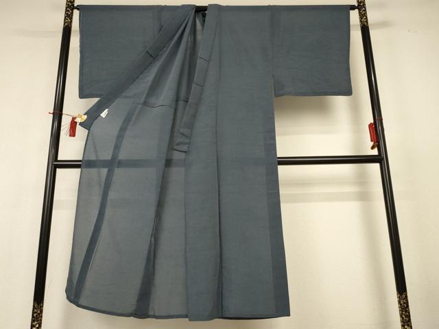 平和屋着物＊夏物 男性 色無地 紗 錆鼠色 正絹 逸品 AABH9506jd