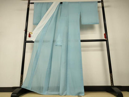 平和屋着物＊夏物　色無地　絽　水色　正絹　逸品　AABH9507jd