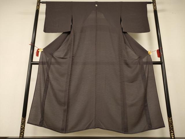 平和屋着物＊夏物 色無地 縦絽 芝紋紗 海松茶色 正絹 逸品 AABH9514jd