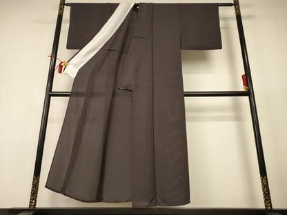 平和屋着物＊夏物 色無地 縦絽 芝紋紗 海松茶色 正絹 逸品 AABH9514jd
