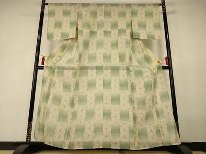 平和屋着物＊夏物 紗紬 麻の葉文様 正絹 逸品 AABH9518jd