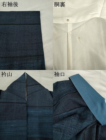 平和屋着物●結城紬　100亀甲　横段文　正絹　逸品　AABH9521ck