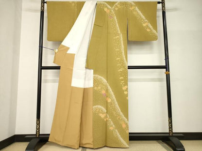 平和屋着物●訪問着　絞り　遠山花文　金彩　正絹　逸品　AABH9523ck