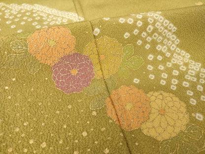 平和屋着物●訪問着　絞り　遠山花文　金彩　正絹　逸品　AABH9523ck