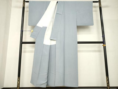 平和屋着物●上質な色無地　鼠色　正絹　逸品　AABH9524ck