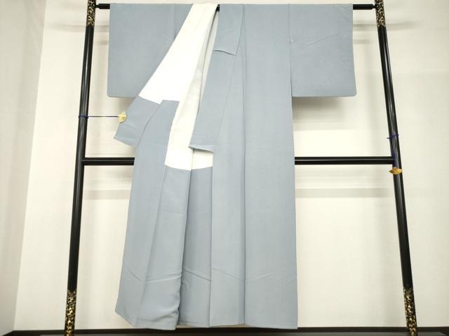 平和屋着物●上質な色無地　鼠色　正絹　逸品　AABH9524ck