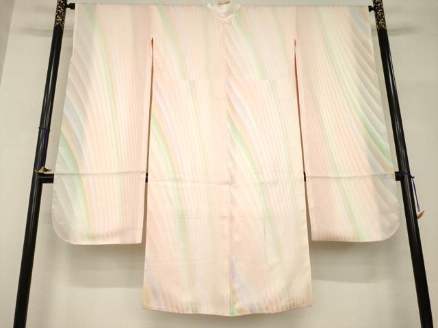平和屋着物●長襦袢　袷　斜縞地紋　正絹　逸品　AABH9527ck