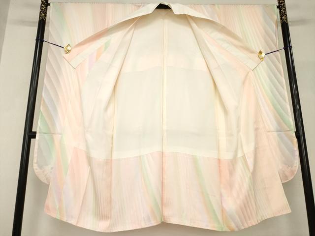 平和屋着物●長襦袢　袷　斜縞地紋　正絹　逸品　AABH9527ck