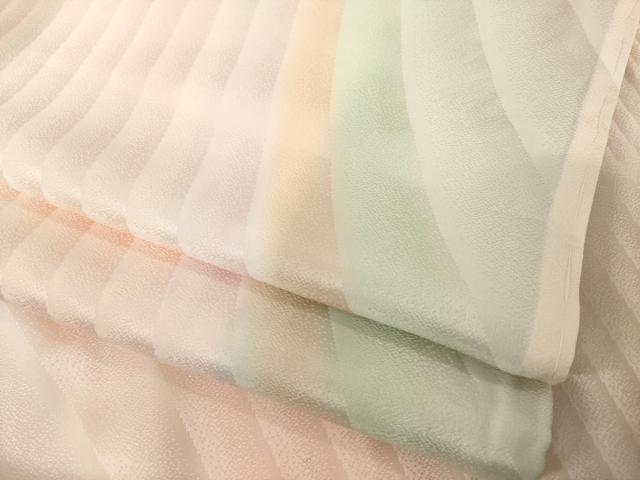 平和屋着物●長襦袢　袷　斜縞地紋　正絹　逸品　AABH9527ck