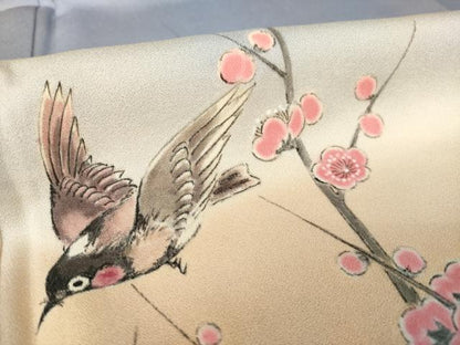 平和屋着物●訪問着　作家物　手描き　花鳥文　暈し染め　正絹　逸品　AABH9531ck