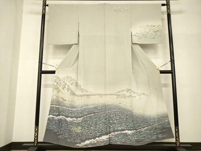 平和屋着物●十日町友禅作家　林静穂　訪問着　風景文　暈し染め　正絹　逸品　AABH9536ck
