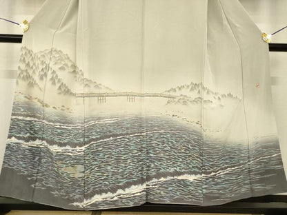 平和屋着物●十日町友禅作家　林静穂　訪問着　風景文　暈し染め　正絹　逸品　AABH9536ck