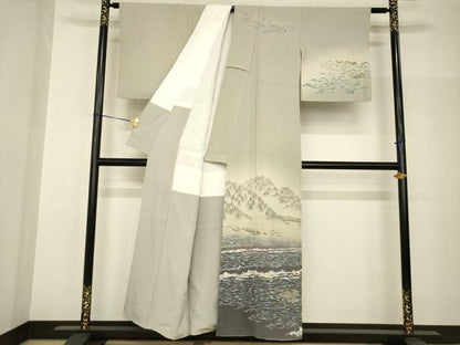 平和屋着物●十日町友禅作家　林静穂　訪問着　風景文　暈し染め　正絹　逸品　AABH9536ck