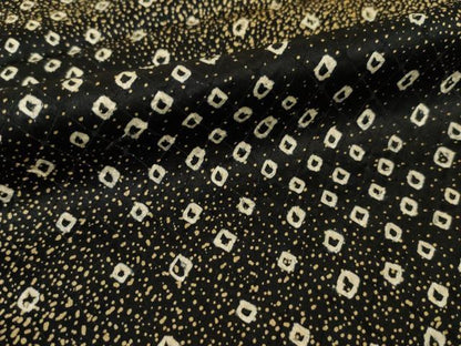 平和屋着物●上質な小紋　絞り　黒地　金彩　ロング丈　正絹　逸品　AABH9539ck