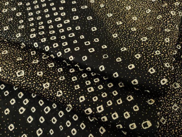 平和屋着物●上質な小紋　絞り　黒地　金彩　ロング丈　正絹　逸品　AABH9539ck