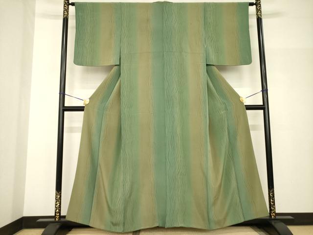 平和屋着物●上質な小紋　よろけ間道　暈し染め　正絹　逸品　AABH9543ck