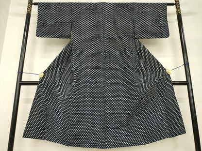 平和屋着物●久留米絣　単衣　矢羽根文　綿　逸品　AABH9545ck