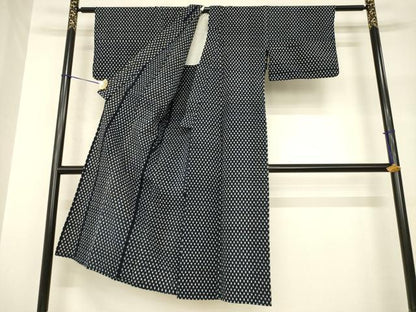 平和屋着物●久留米絣　単衣　矢羽根文　綿　逸品　AABH9545ck