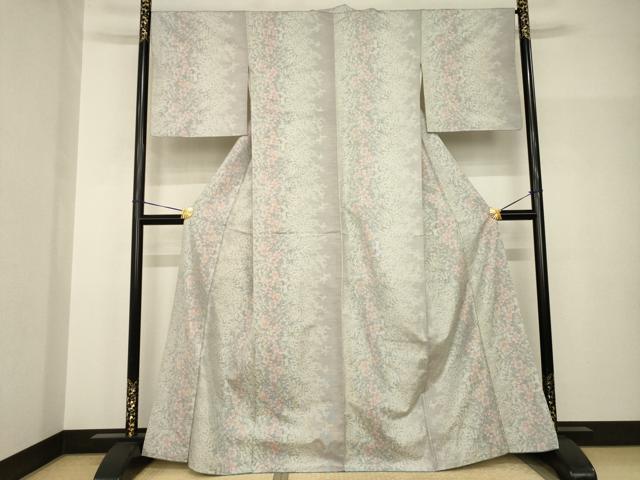 平和屋着物●本場大島紬　白大島　カタズ9マルキ　草花間道　正絹　逸品　AABH9546ck