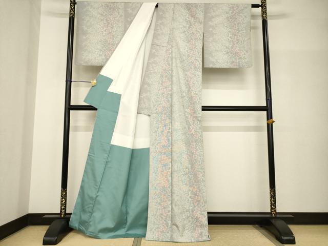 平和屋着物●本場大島紬　白大島　カタズ9マルキ　草花間道　正絹　逸品　AABH9546ck