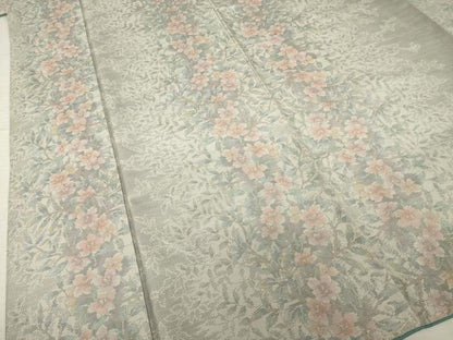 平和屋着物●本場大島紬　白大島　カタズ9マルキ　草花間道　正絹　逸品　AABH9546ck