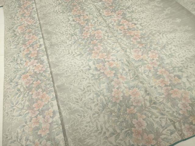 平和屋着物●本場大島紬　白大島　カタズ9マルキ　草花間道　正絹　逸品　AABH9546ck