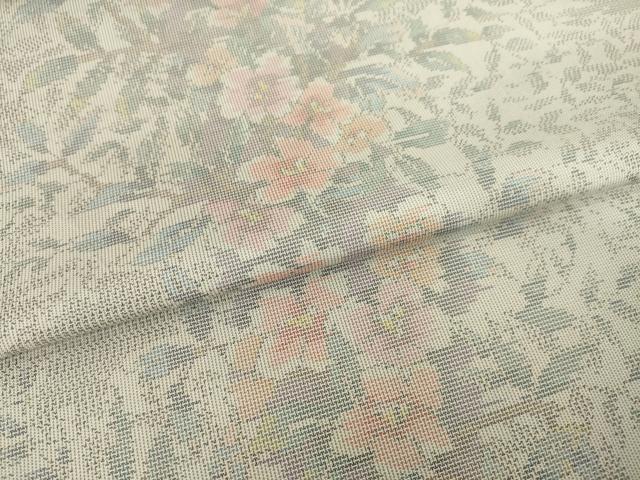 平和屋着物●本場大島紬　白大島　カタズ9マルキ　草花間道　正絹　逸品　AABH9546ck