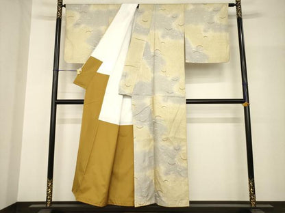 平和屋着物●本場大島紬　染大島　小紋　雪芝文　暈し染め　正絹　逸品　AABH9549ck
