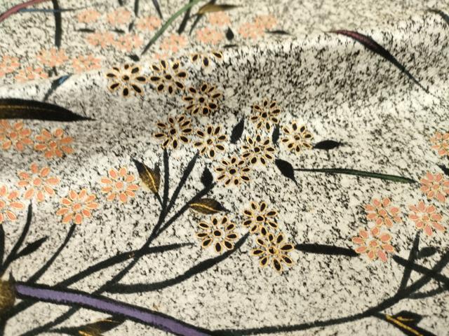 平和屋着物●訪問着　草花文　黒地　正絹　逸品　AABH9550ck
