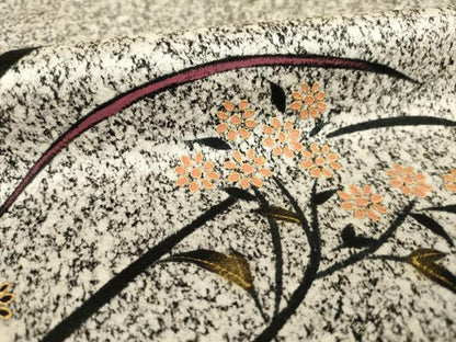 平和屋着物●訪問着　草花文　黒地　正絹　逸品　AABH9550ck