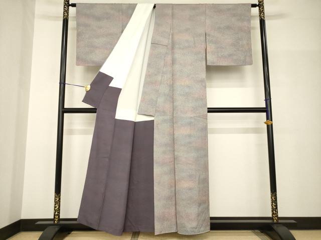 平和屋着物●上質な小紋　霞文　暈し染め　正絹　逸品　AABH9554ck