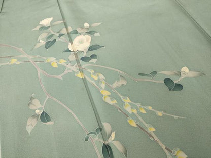 平和屋着物●訪問着　友禅　枝花文　正絹　逸品　AABH9556ck