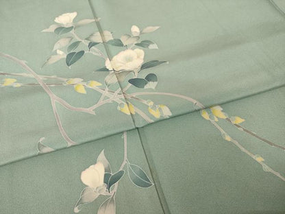 平和屋着物●訪問着　友禅　枝花文　正絹　逸品　AABH9556ck